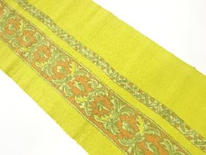 手織り紬縞に唐草模様織出し名古屋帯